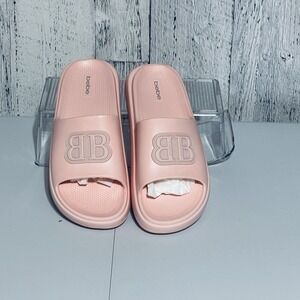 Bebe Womens Blush Pink Sandal Size 9 NWT 3D Logo Pool, Beach, Casual